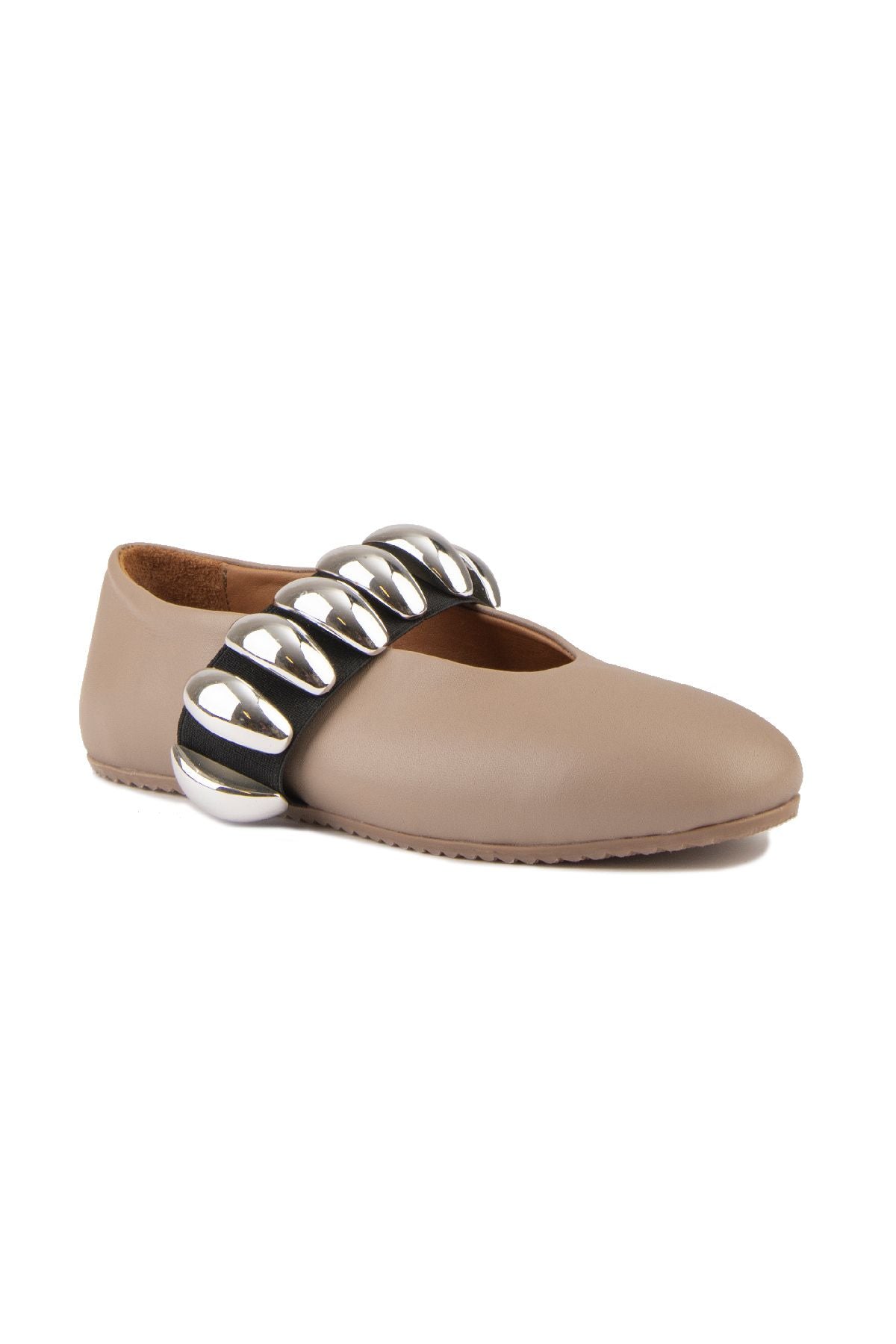 Pegia Women's Leather Ballet Shoes 700957  - Stone