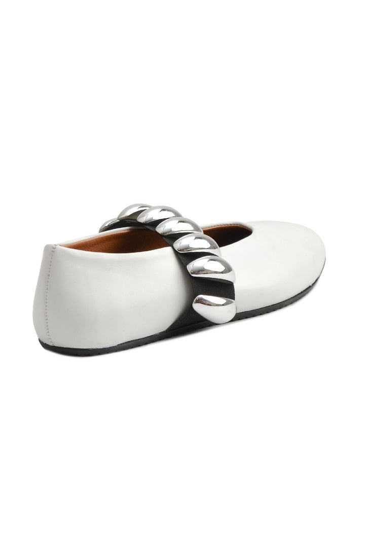 Pegia Women's Leather Ballet Shoes 700957  - White