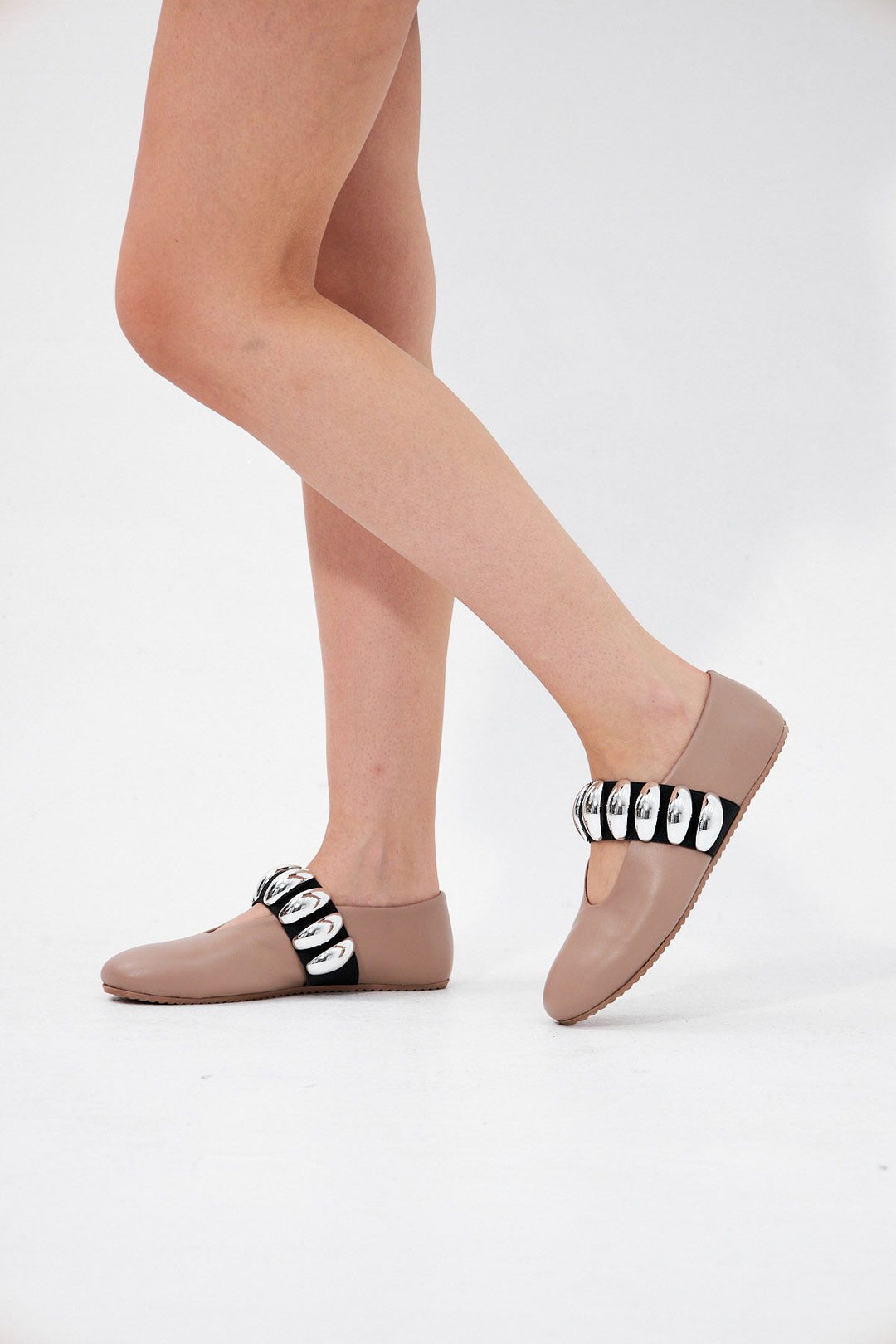 Pegia Women's Leather Ballet Shoes 700957  - Stone