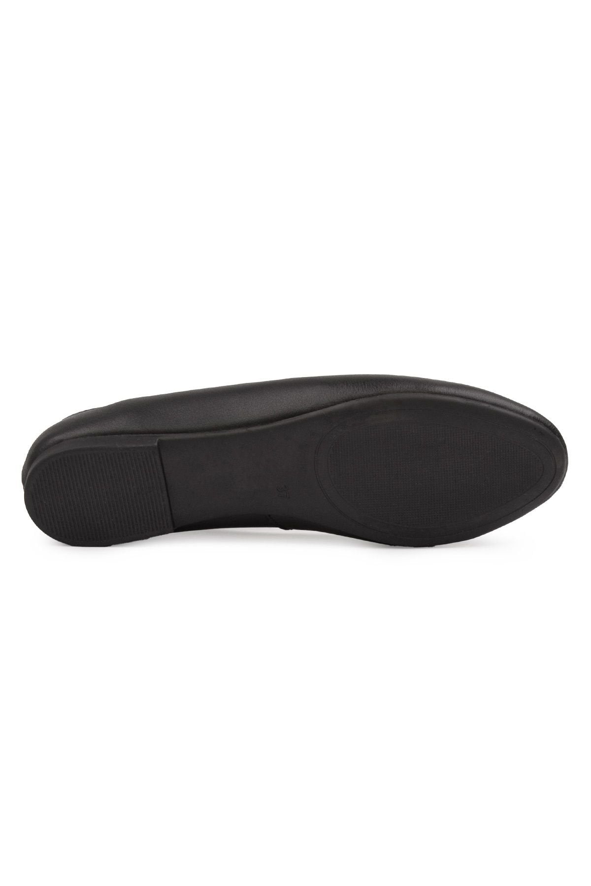 Pegia Genuine Leather Strap Ballet Flats DG6046  - Black