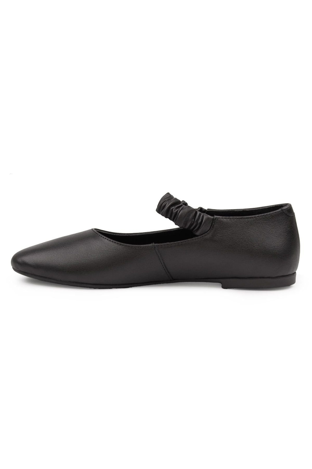 Pegia Genuine Leather Strap Ballet Flats DG6046  - Black