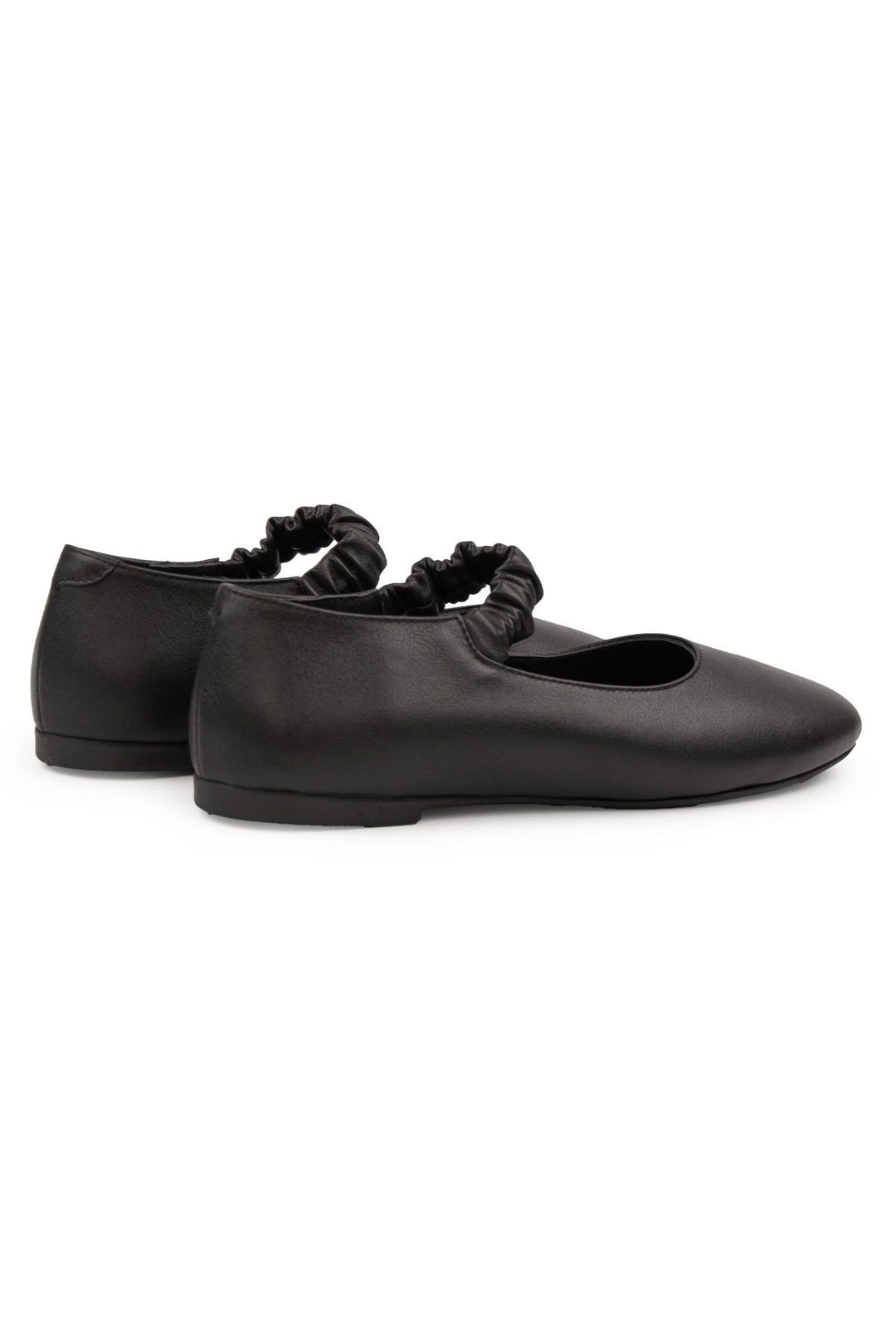 Pegia Genuine Leather Strap Ballet Flats DG6046  - Black