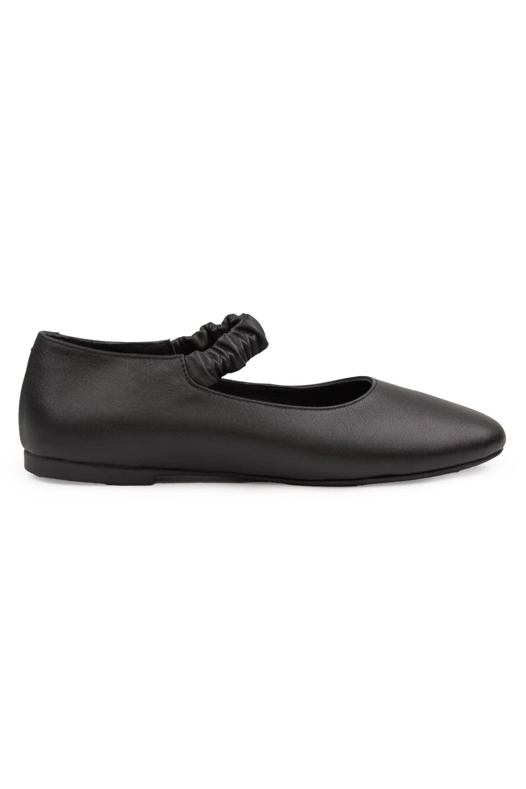 Pegia Genuine Leather Strap Ballet Flats DG6046  - Black