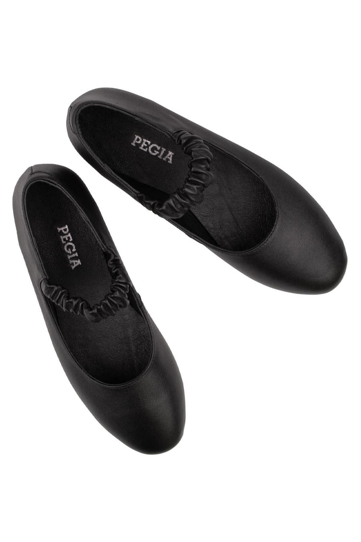 Pegia Genuine Leather Strap Ballet Flats DG6046  - Black
