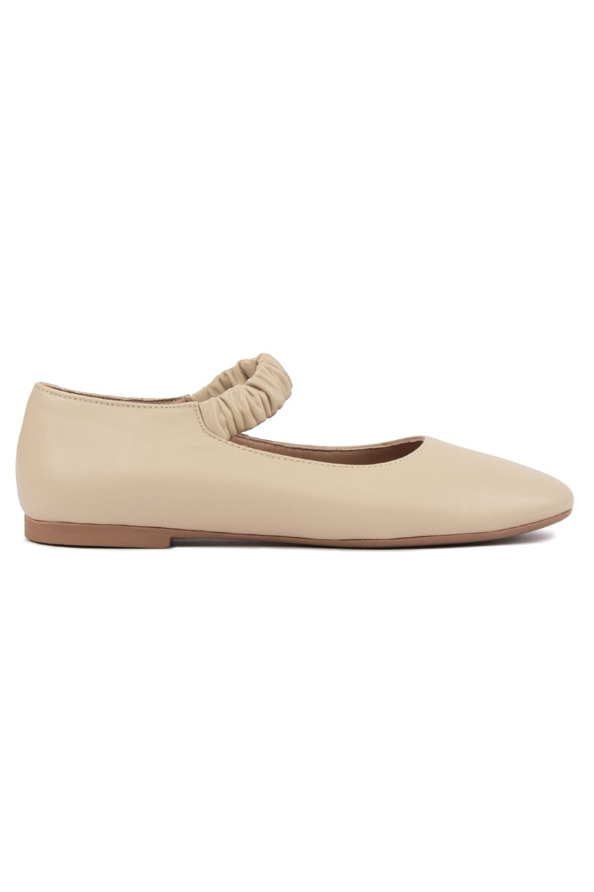 Pegia Genuine Leather Strap Ballet Flats DG6046  - Beige