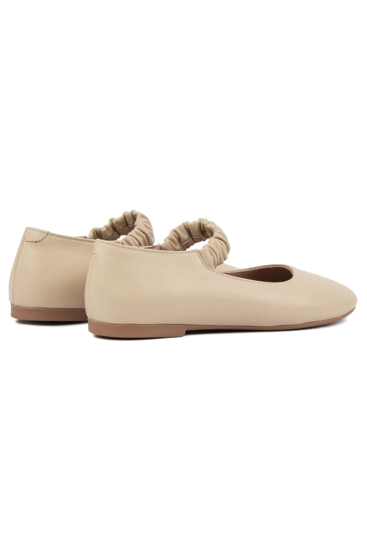 Pegia Genuine Leather Strap Ballet Flats DG6046  - Beige