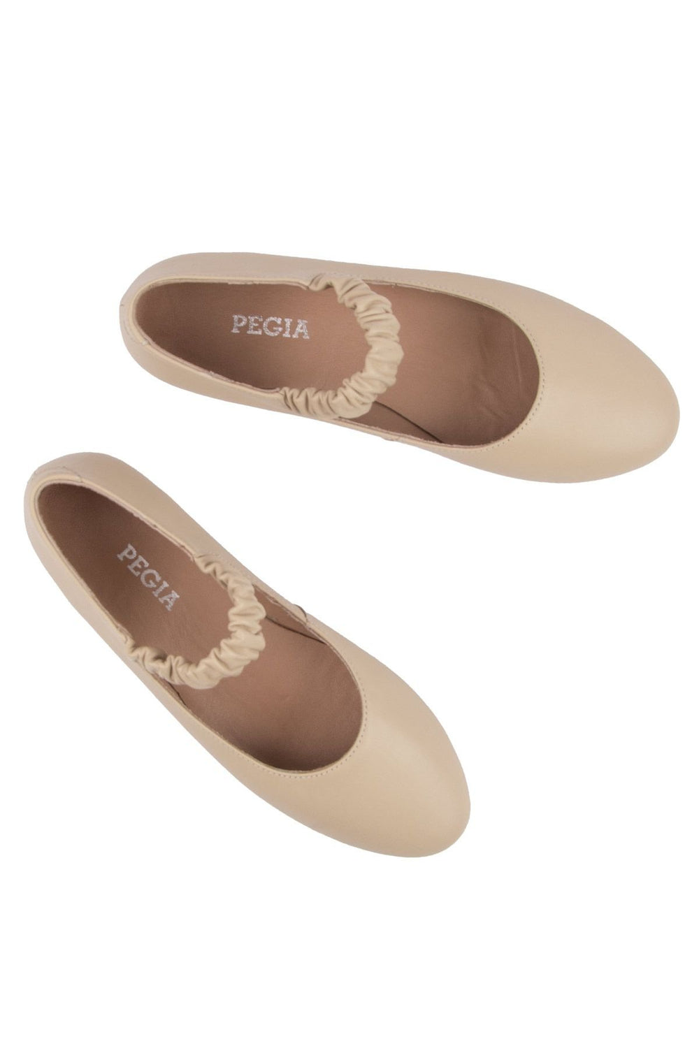 Pegia Genuine Leather Strap Ballet Flats DG6046  - Beige