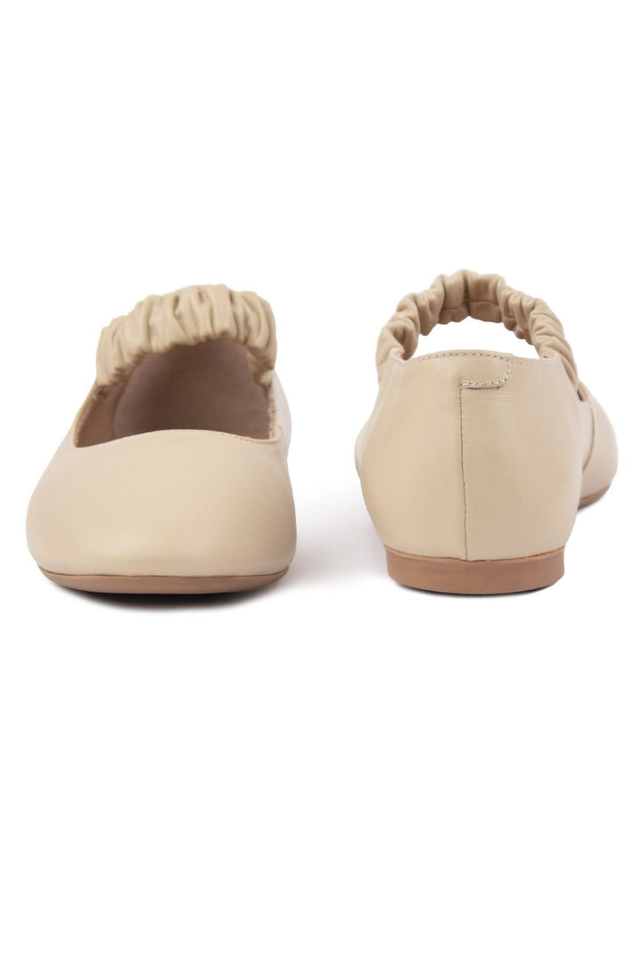 Pegia Genuine Leather Strap Ballet Flats DG6046  - Beige