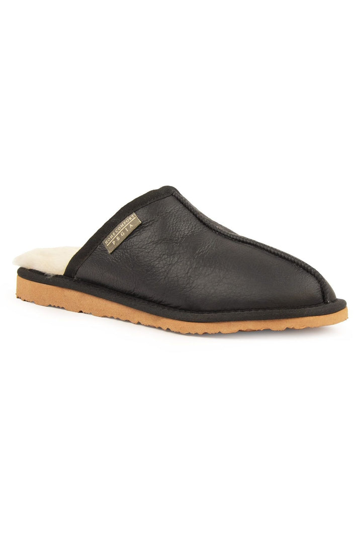 Pegia Men's Sheepskin Slippers 111031  - Black