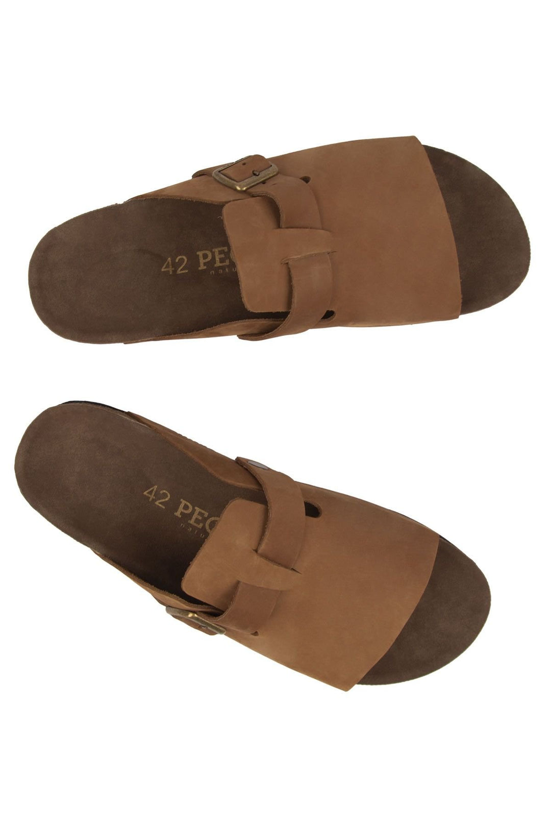 Pegia Men's Leather Buckled Slippers 215030  - Chestnut