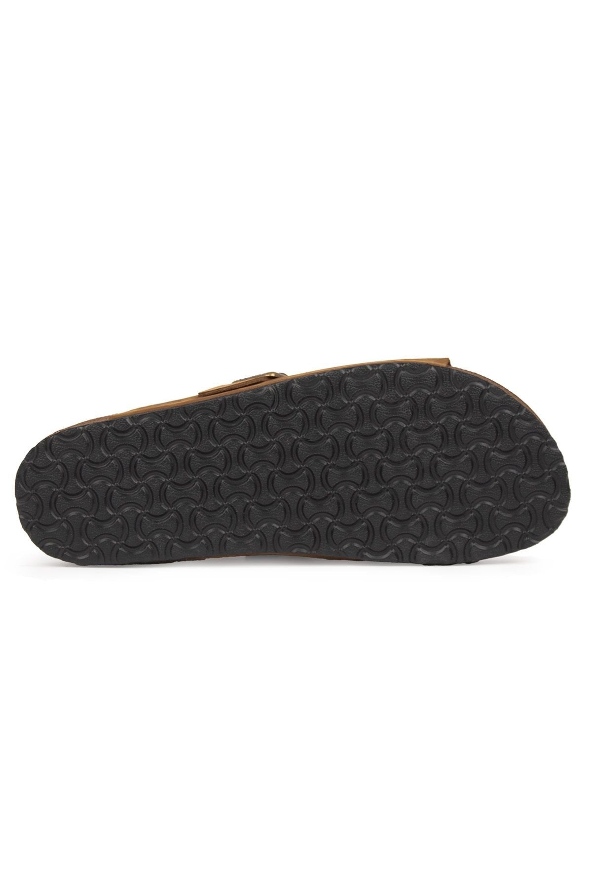 Pegia Men's Leather Buckled Slippers 215030  - Chestnut