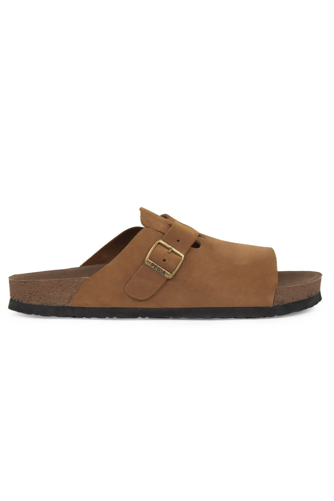 Pegia Men's Leather Buckled Slippers 215030  - Chestnut