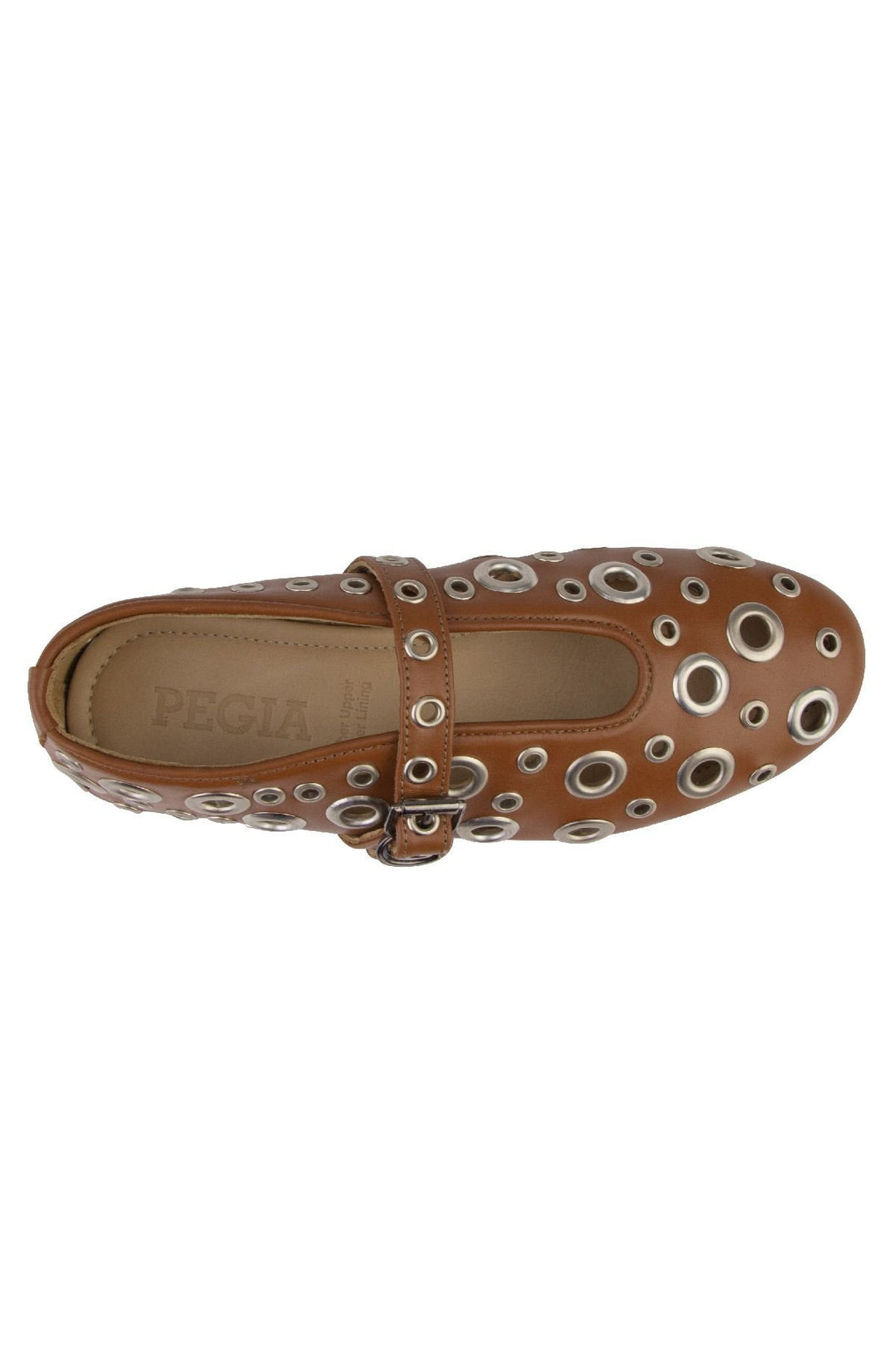 Pegia Women's Leather Ballet Shoes 700954  - Chestnut