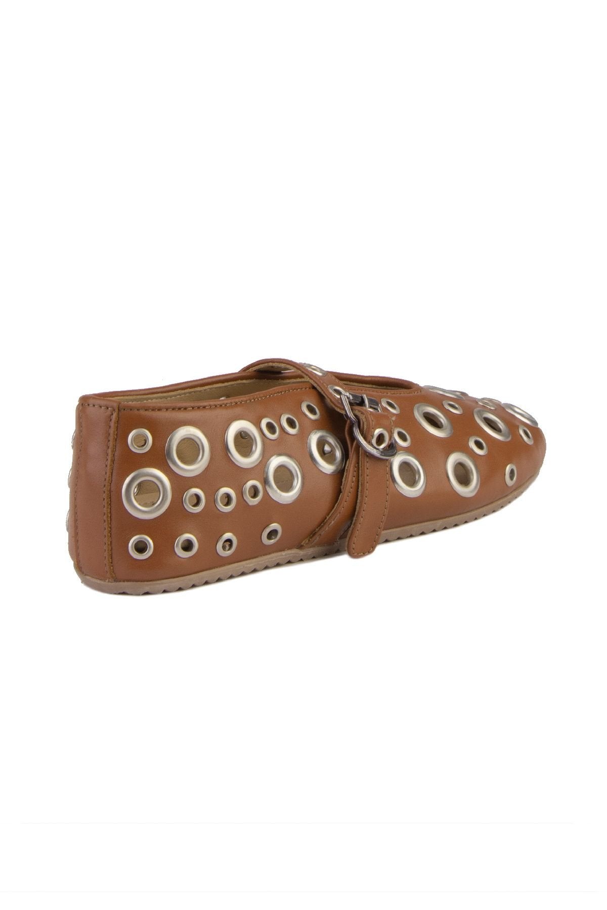 Pegia Women's Leather Ballet Shoes 700954  - Chestnut