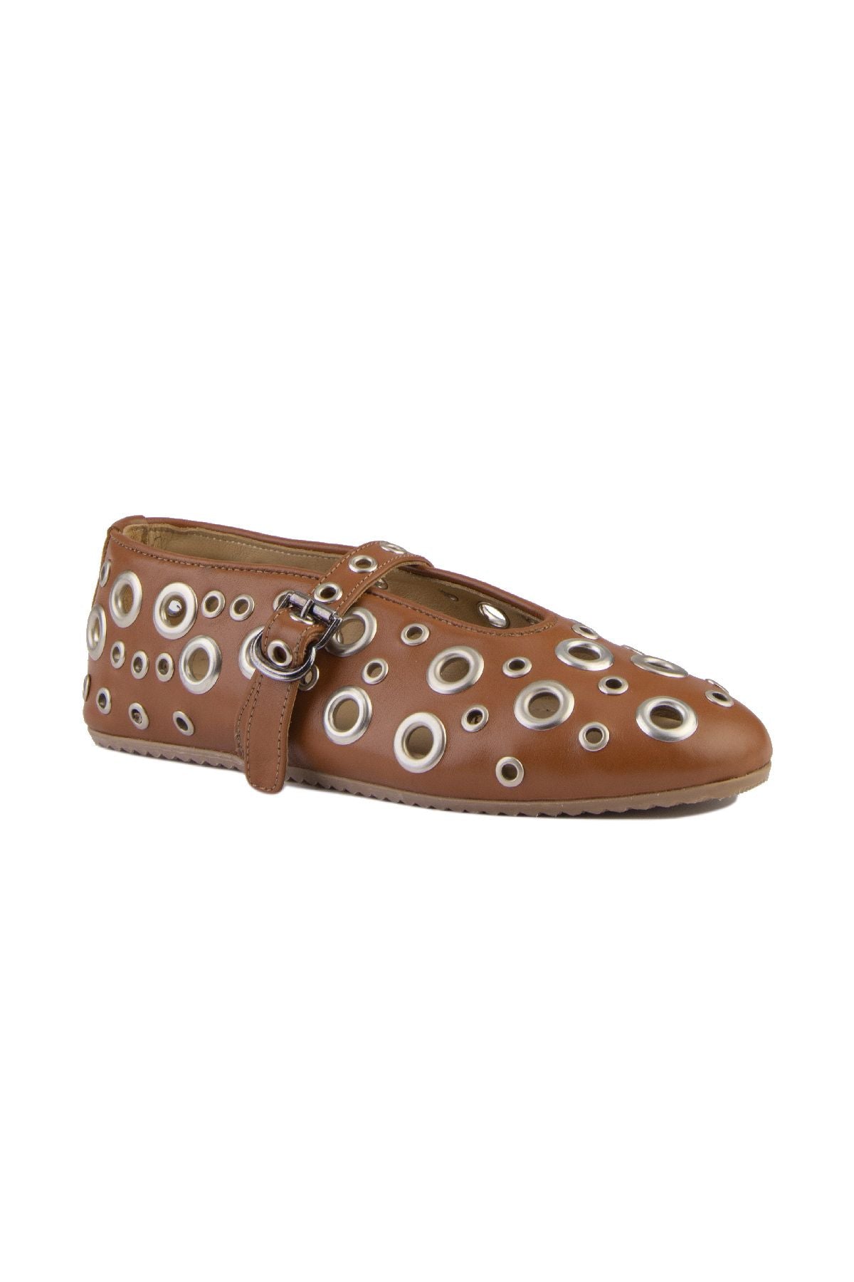 Pegia Women's Leather Ballet Shoes 700954  - Chestnut