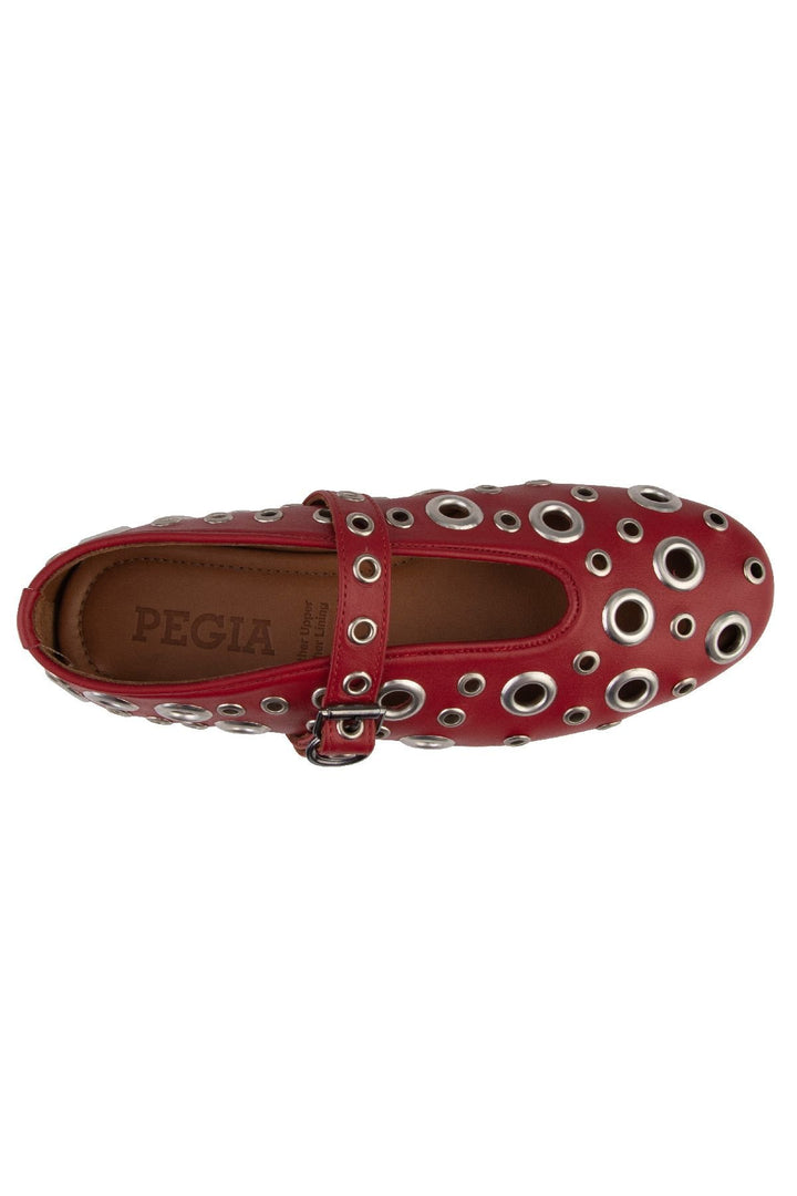 Pegia Women's Leather Ballet Shoes 700954  - Red