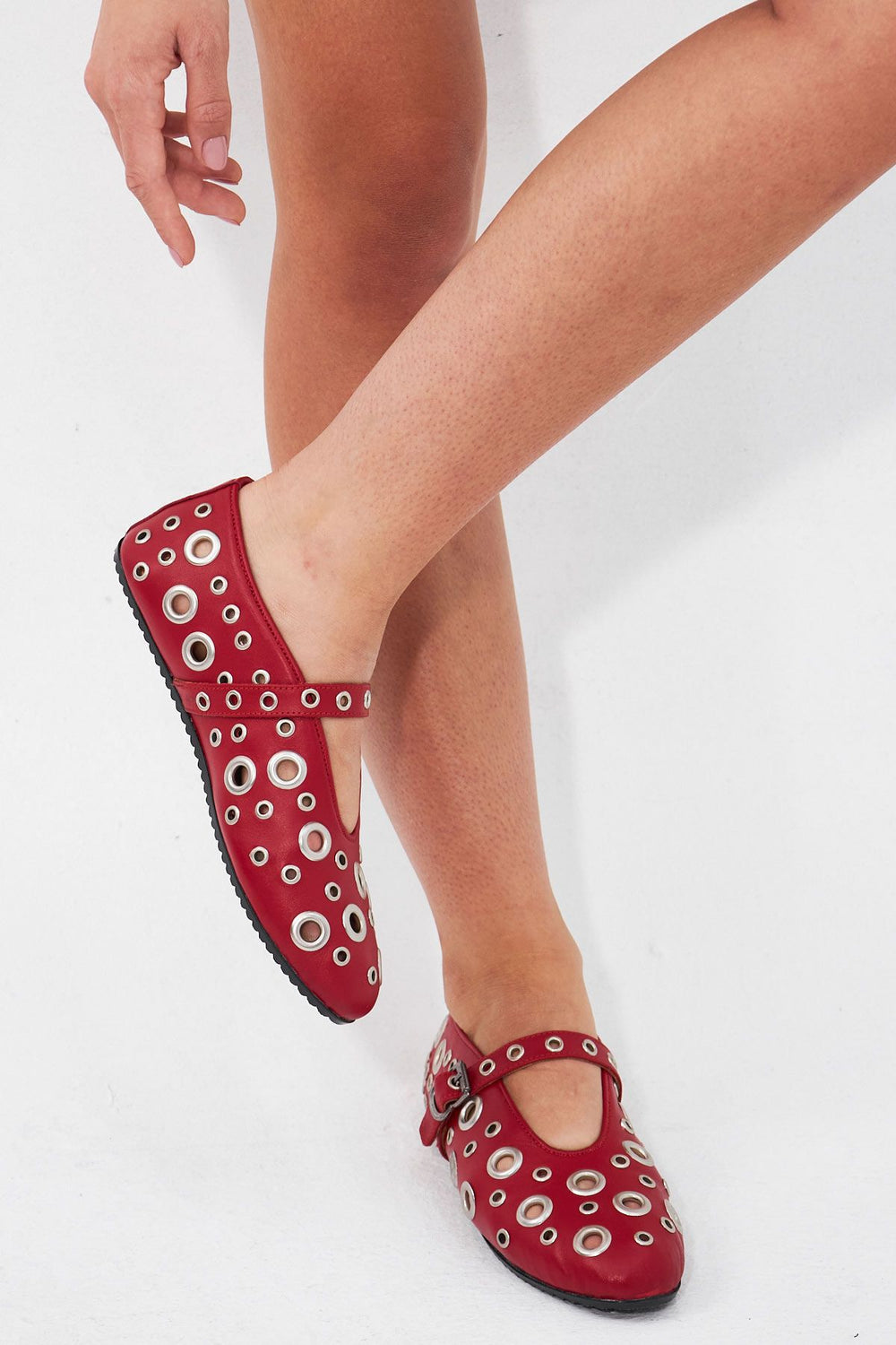 Pegia Women's Leather Ballet Shoes 700954  - Red