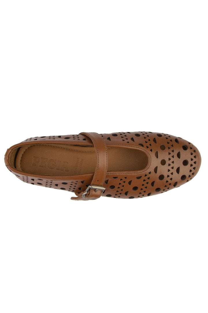 Pegia Women's Leather Ballet Shoes 700952  - Chestnut