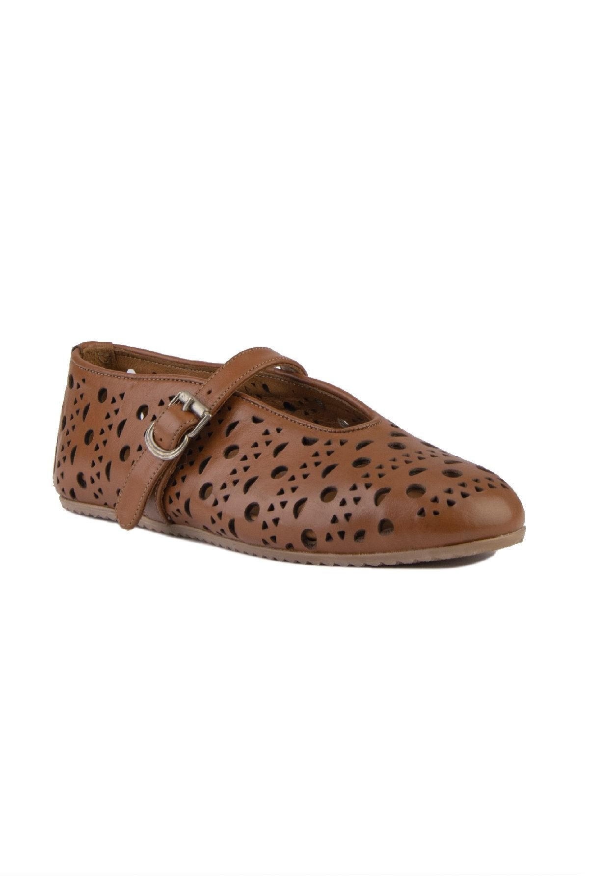 Pegia Women's Leather Ballet Shoes 700952  - Chestnut