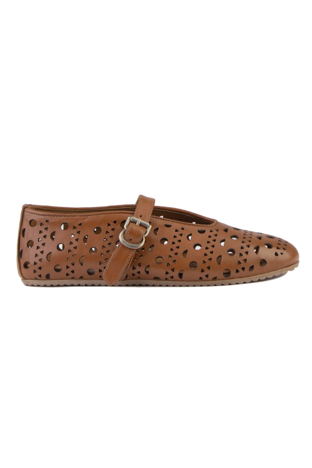 Pegia Women's Leather Ballet Shoes 700952  - Chestnut
