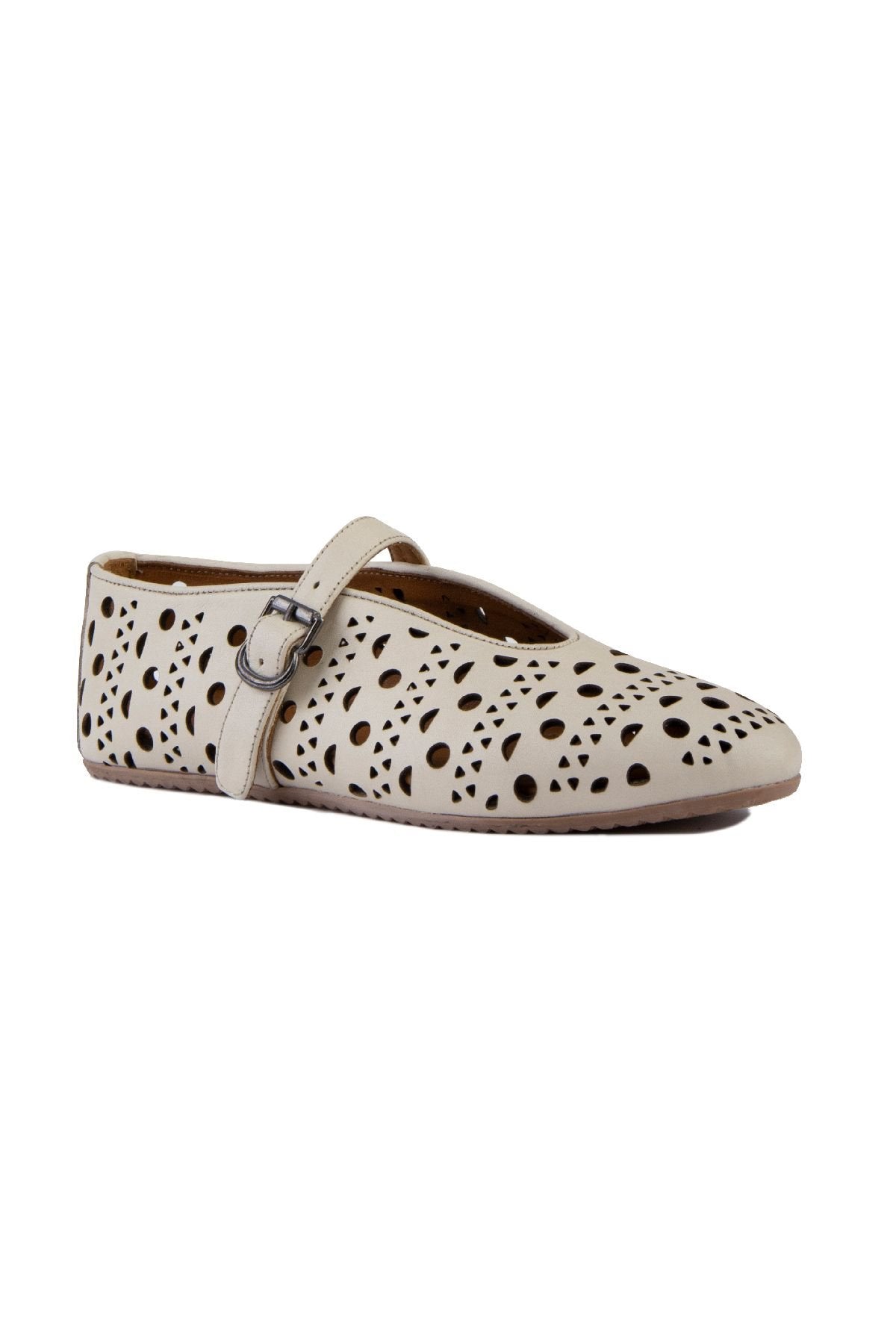 Pegia Women's Leather Ballet Shoes 700952  - Beige