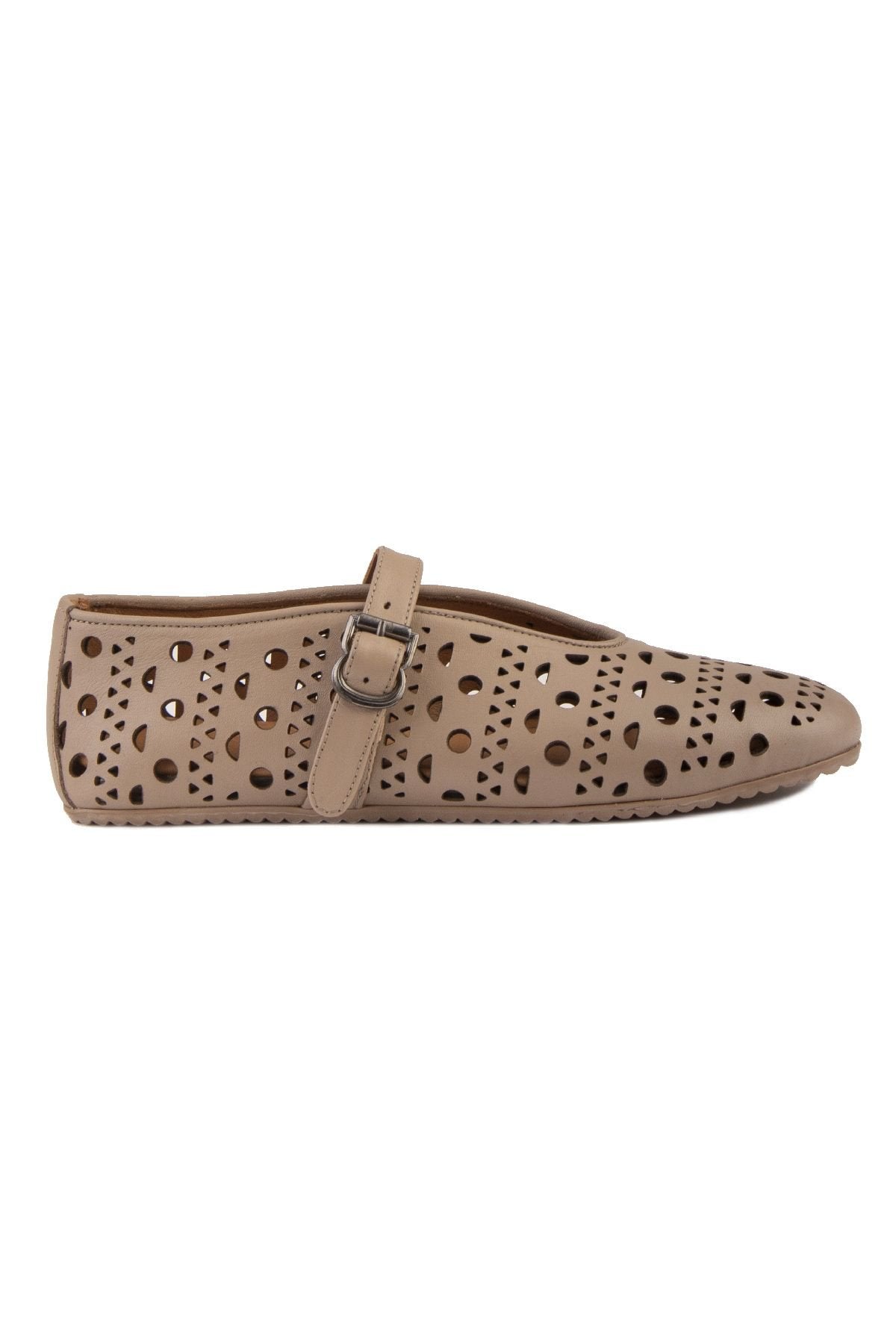 Pegia Women's Leather Ballet Shoes 700952  - Stone