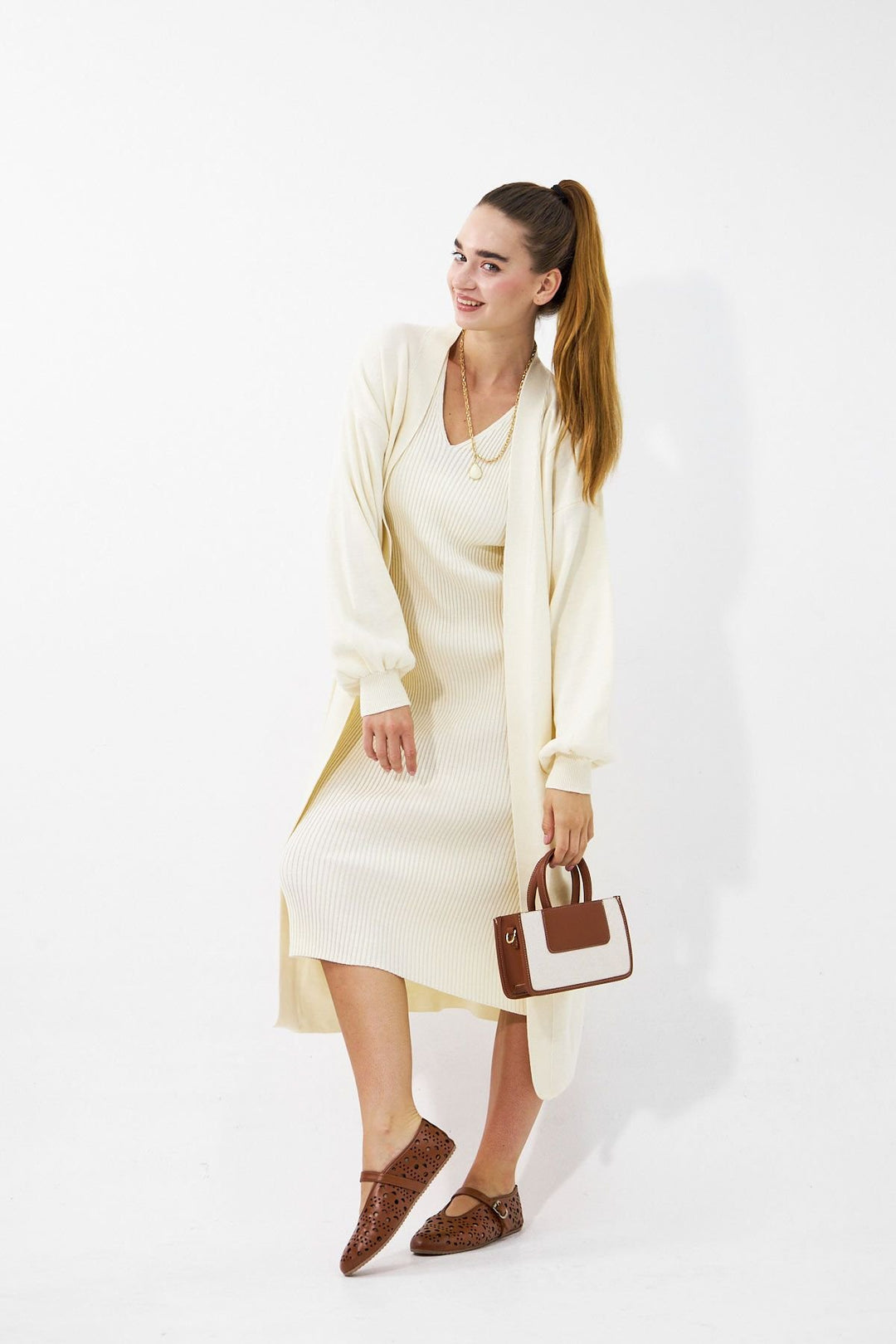 Pegia Women's Leather Ballet Shoes 700952  - Chestnut