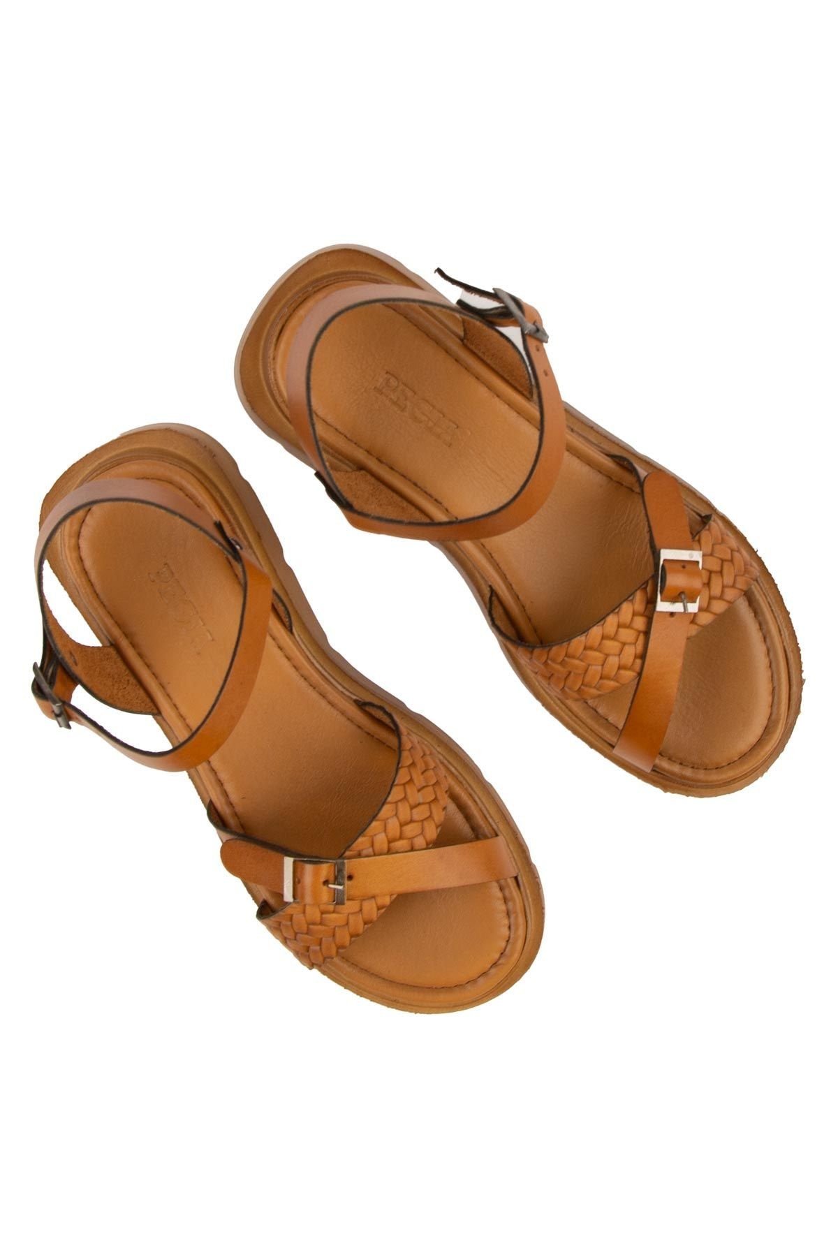 Pegia Genuine Leather Women's Sandals DG6054  - Chestnut
