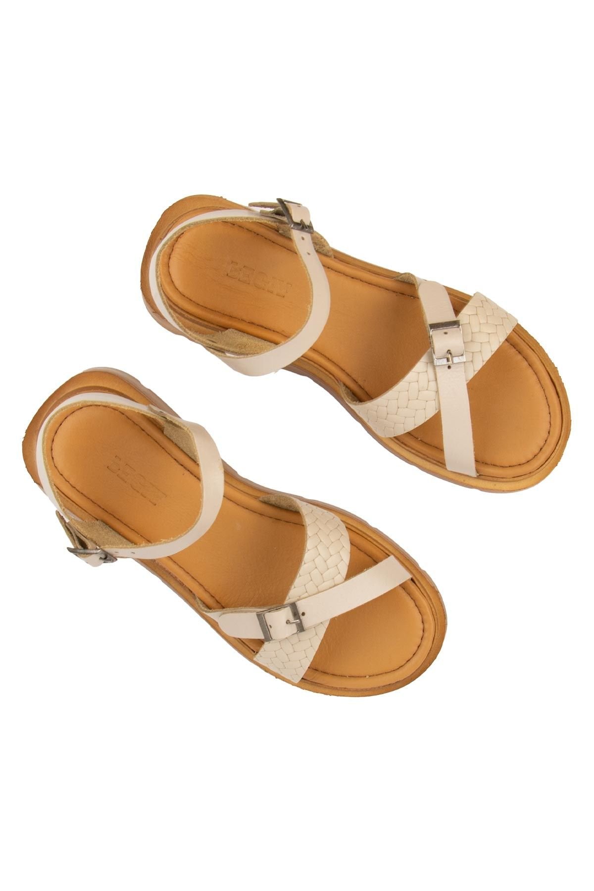Pegia Genuine Leather Women's Sandals DG6054  - Beige
