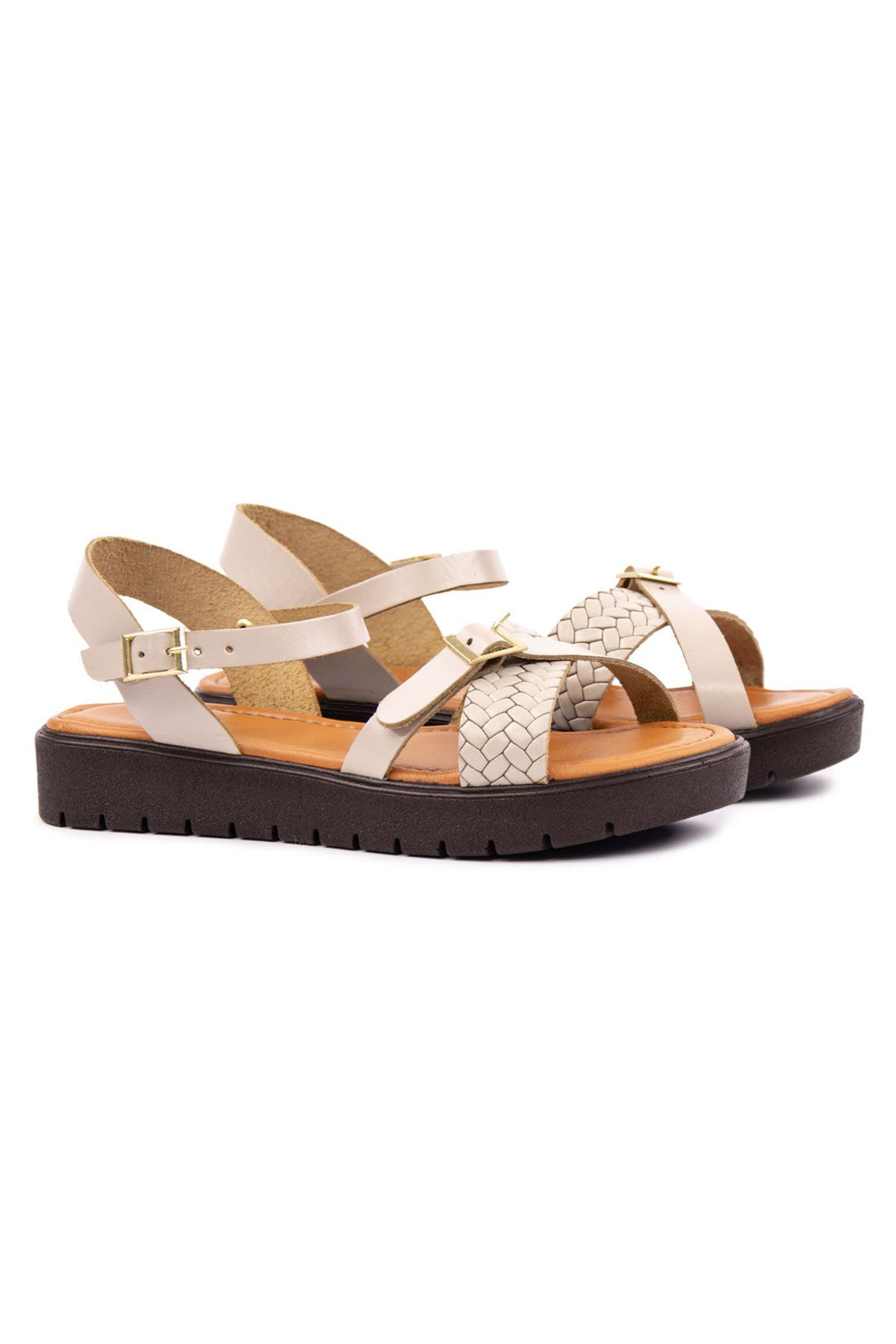 Pegia Genuine Leather Women's Sandals DG6054  - Stone