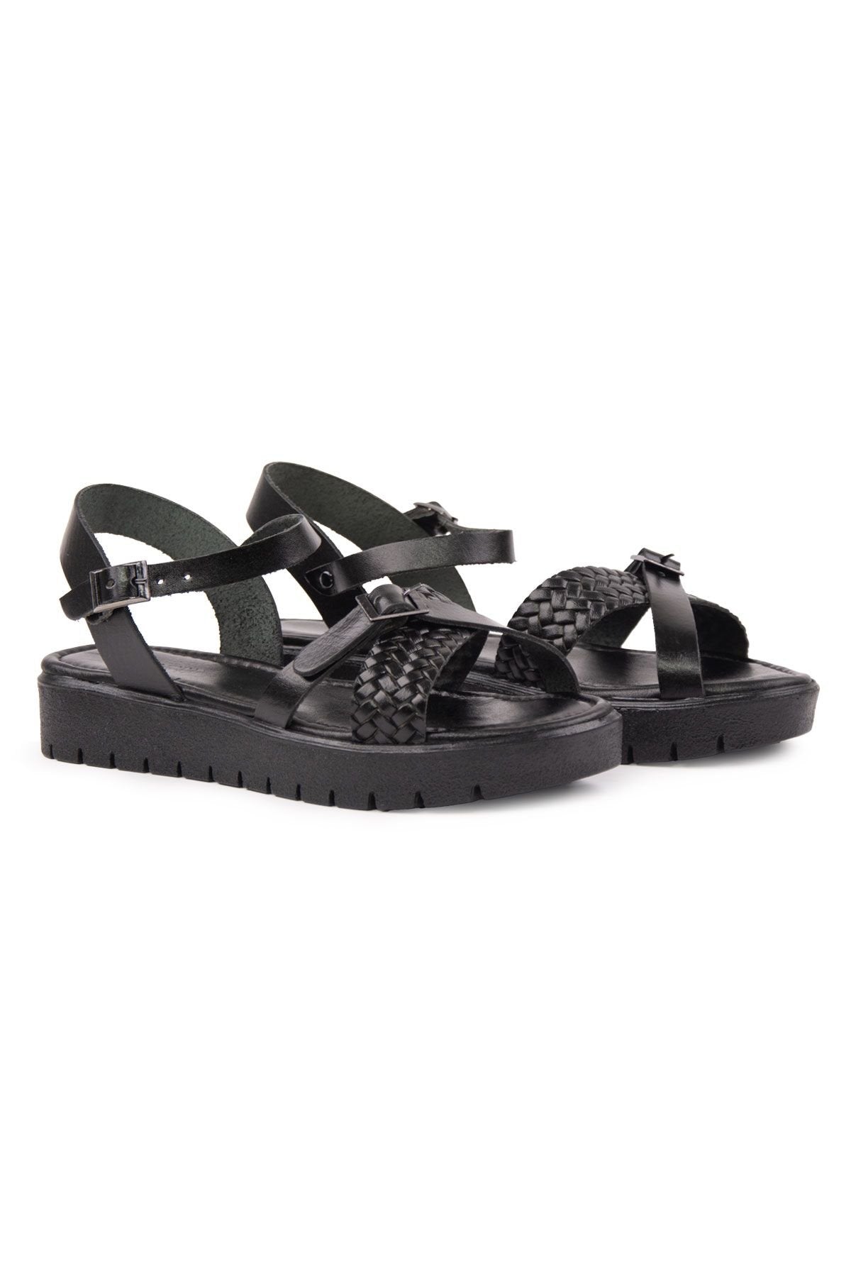 Pegia Genuine Leather Women's Sandals DG6061  - Black