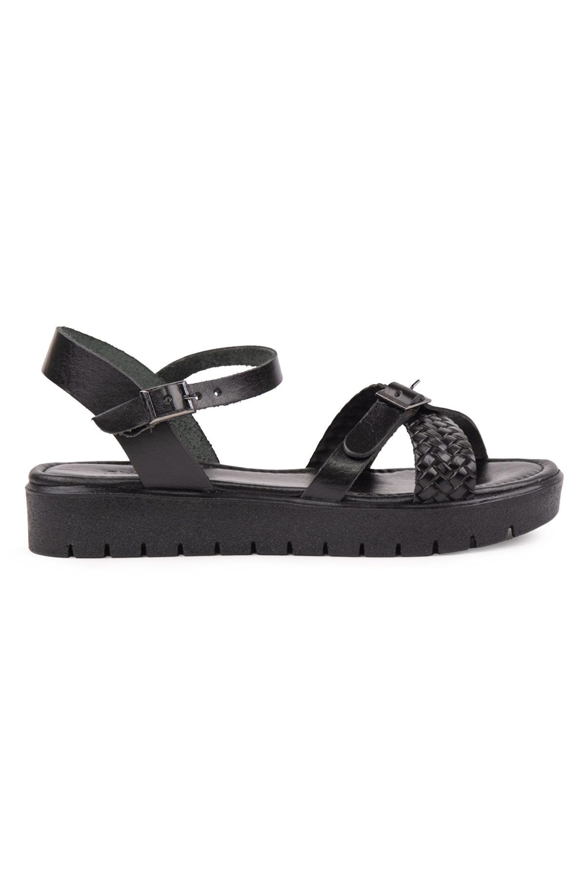 Pegia Genuine Leather Women's Sandals DG6061  - Black