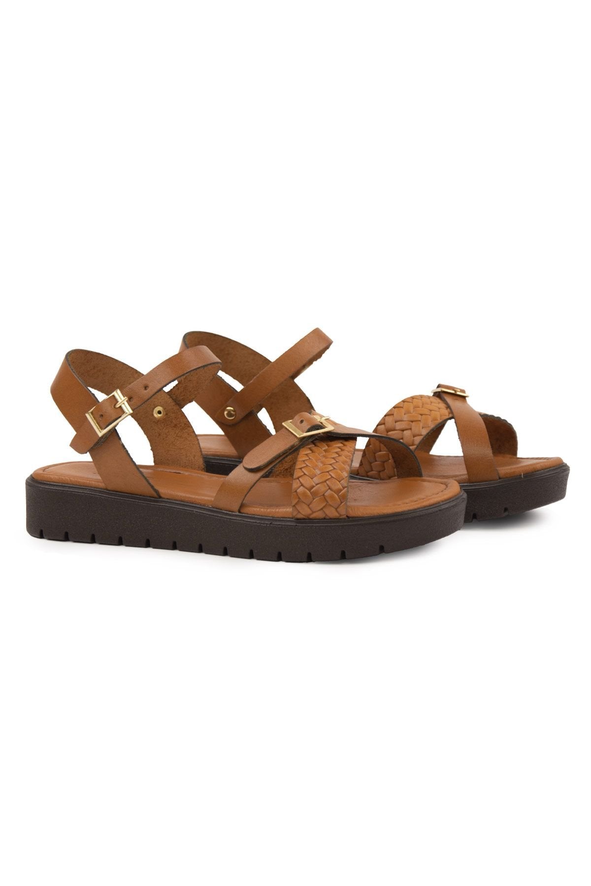 Pegia Genuine Leather Women's Sandals DG6061  - Chestnut