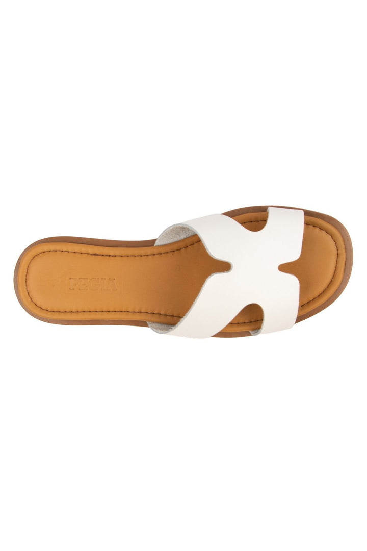 Pegia Genuine Leather Women's Slippers DG6055  - White