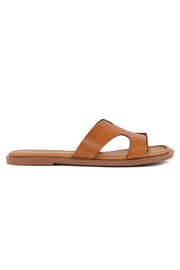 Pegia Genuine Leather Women's Slippers DG6055  - Chestnut