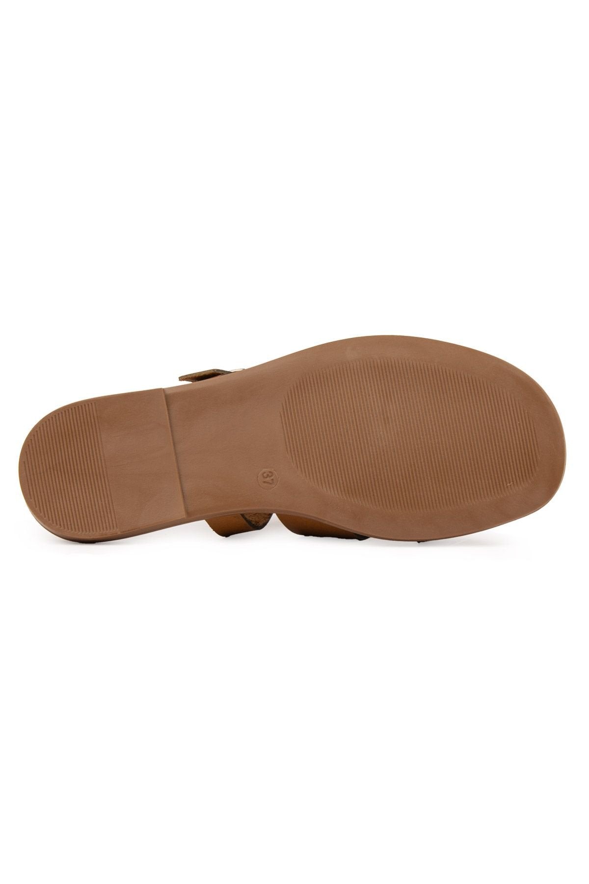 Pegia Genuine Leather Women's Slippers DG6056  - Chestnut
