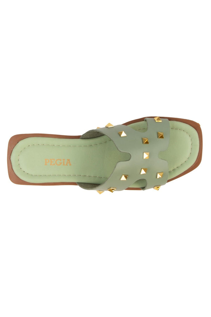Pegia Leather Women's Slippers DG6057  - Emerald