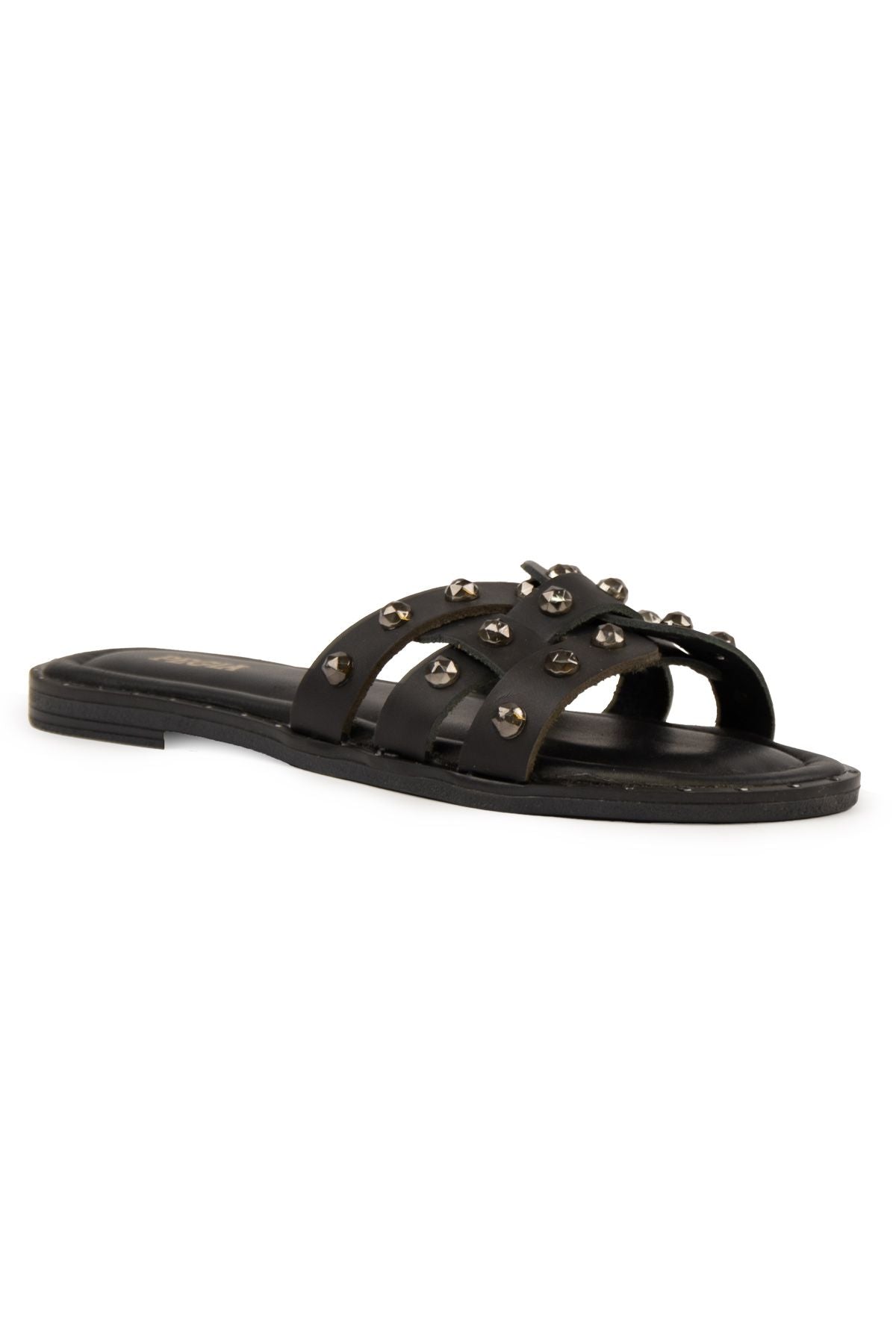 Pegia Leather Women's Slippers DG6058  - Black