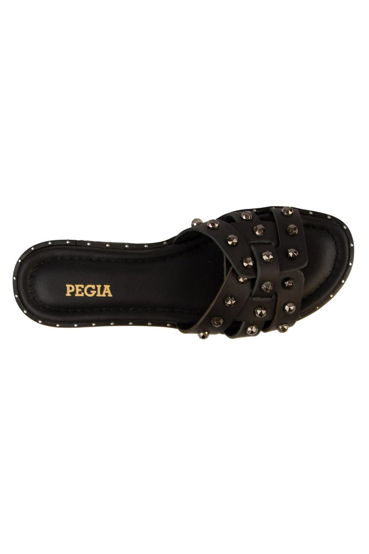 Pegia Leather Women's Slippers DG6058  - Black