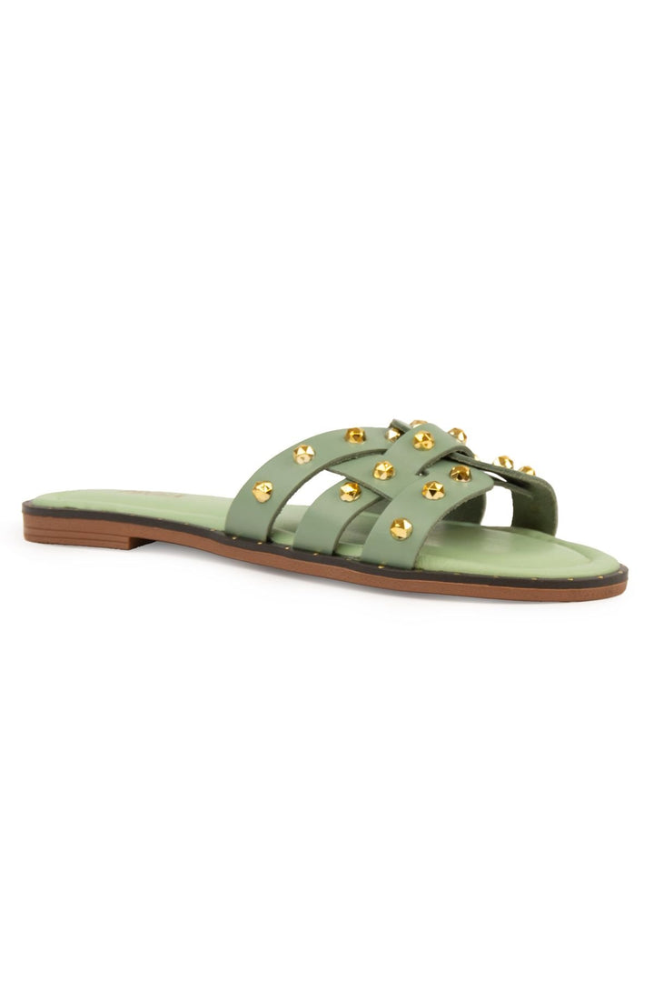Pegia Leather Women's Slippers DG6058  - Emerald
