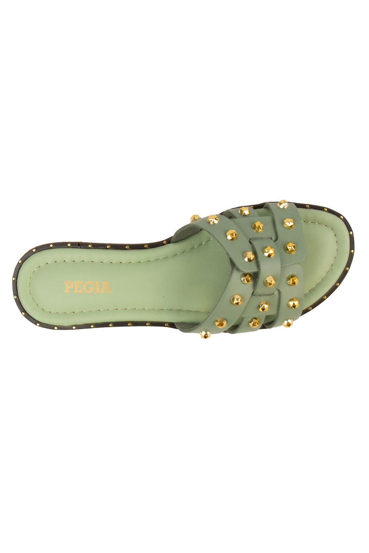 Pegia Leather Women's Slippers DG6058  - Emerald