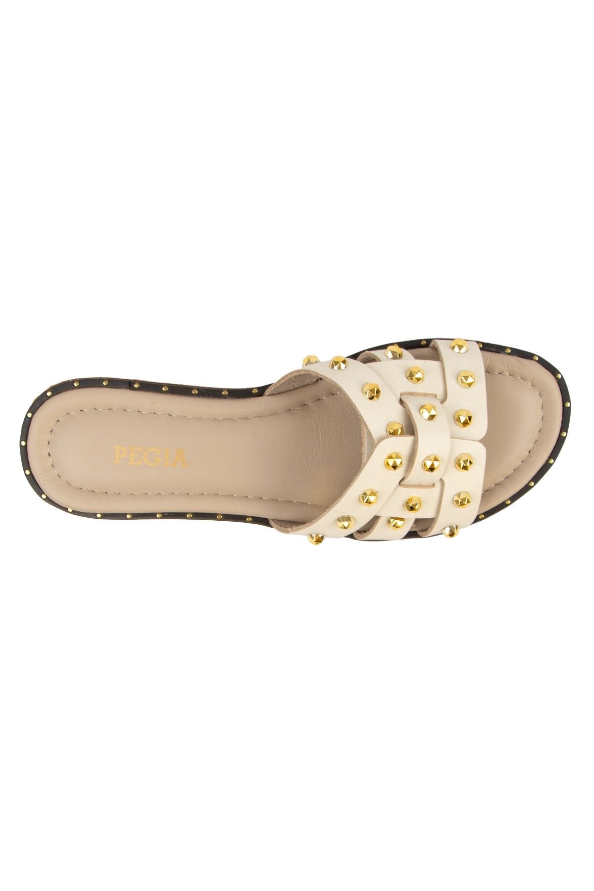 Pegia Leather Women's Slippers DG6058  - Beige
