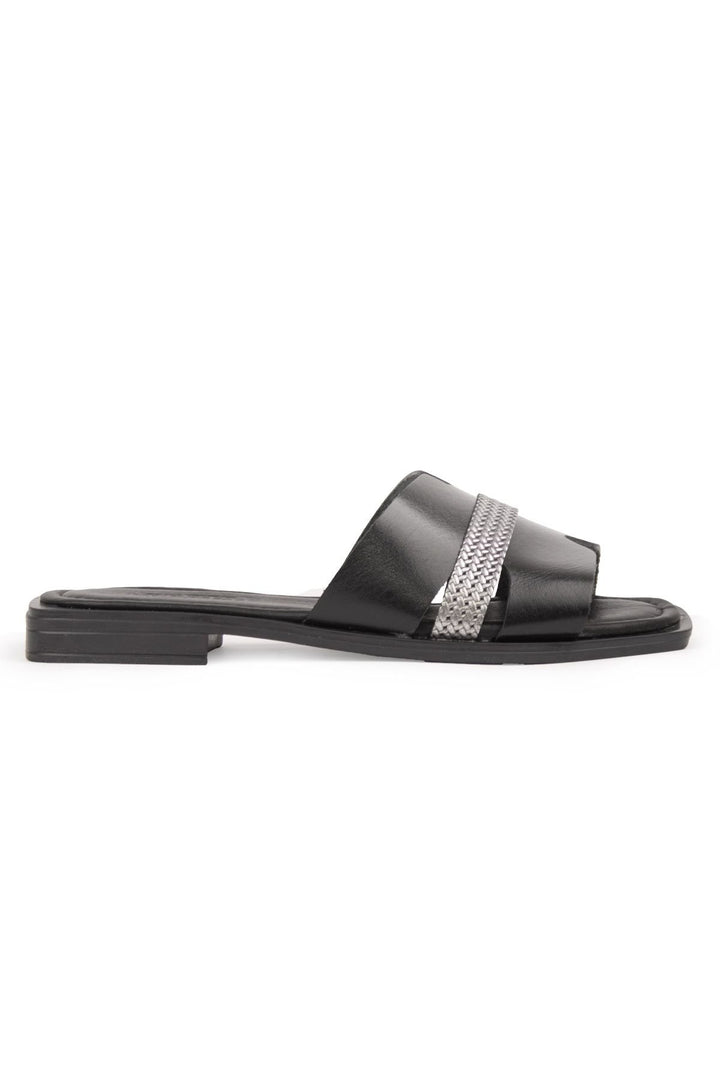 Pegia Genuine Leather Women's Slippers DG6059  - Black