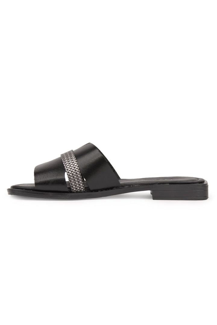 Pegia Genuine Leather Women's Slippers DG6059  - Black