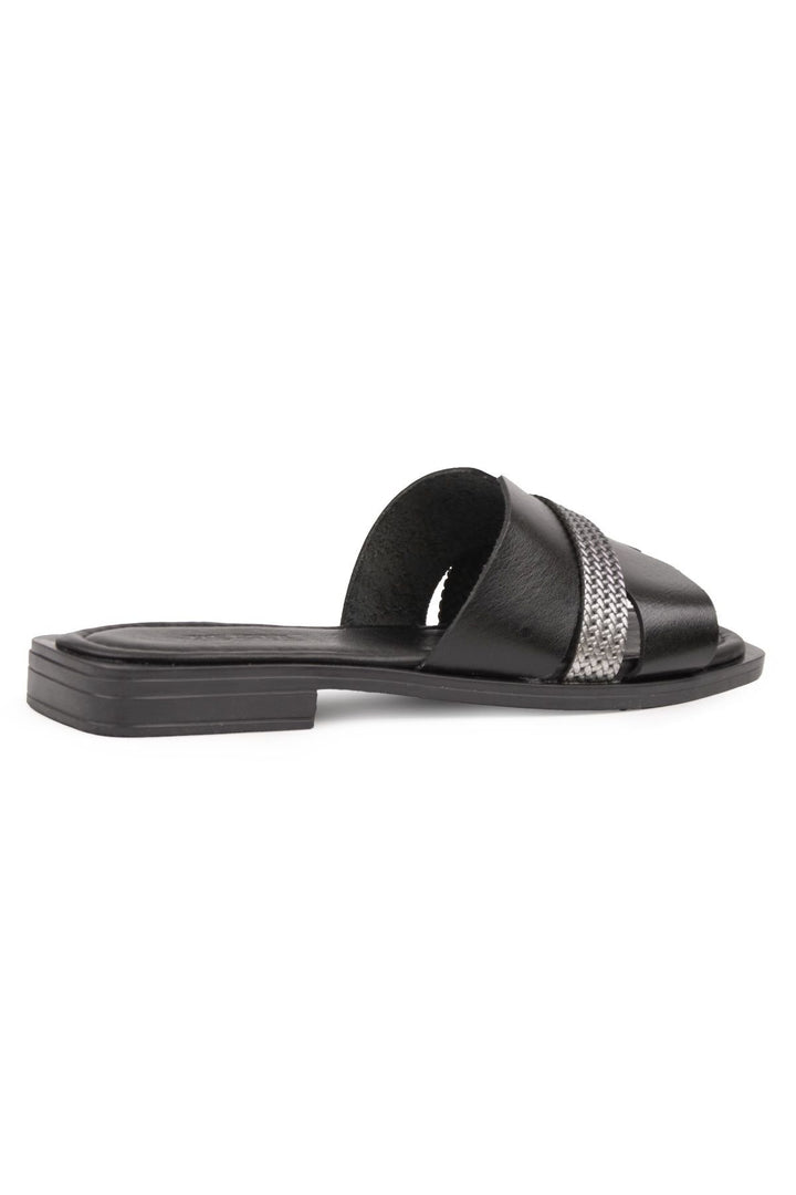 Pegia Genuine Leather Women's Slippers DG6059  - Black