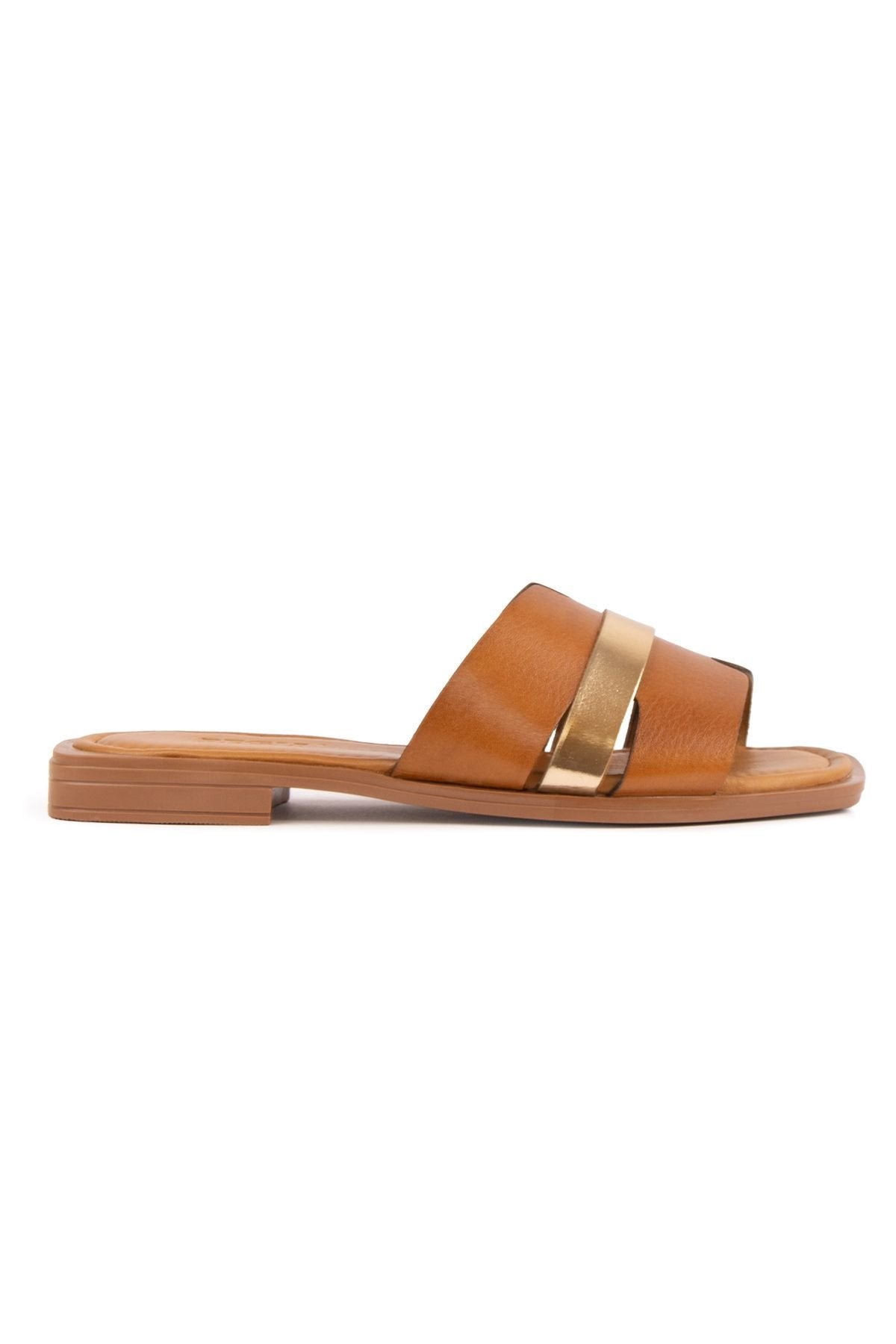 Pegia Genuine Leather Women's Slippers DG6059  - Chestnut