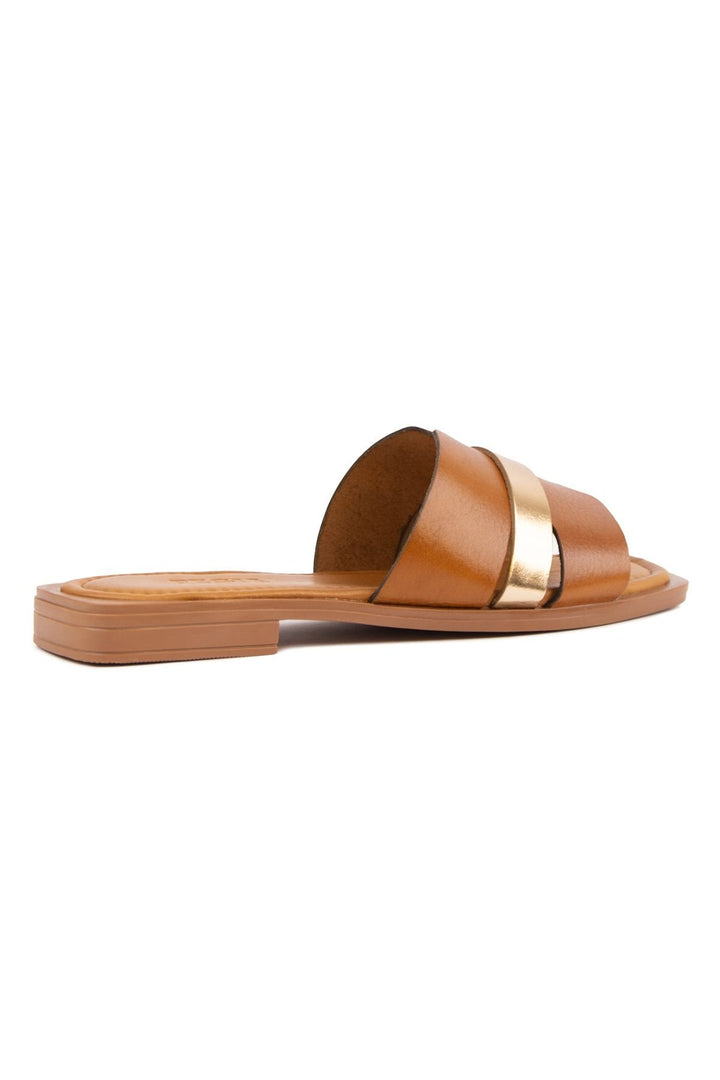 Pegia Genuine Leather Women's Slippers DG6059  - Chestnut