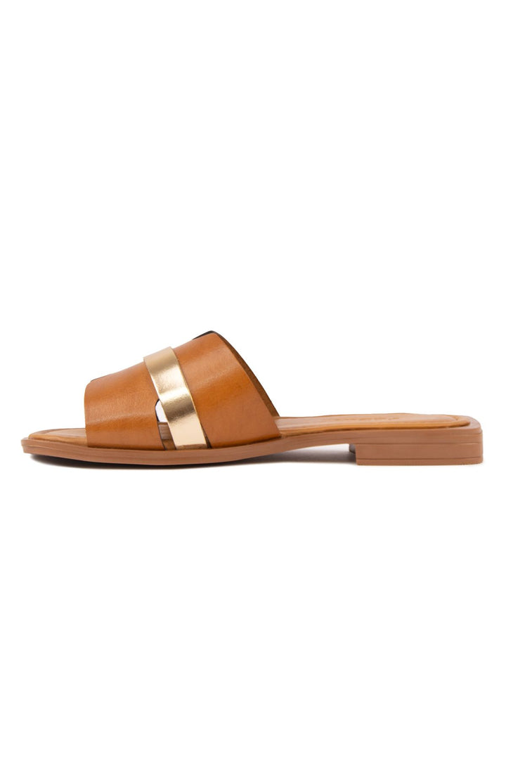 Pegia Genuine Leather Women's Slippers DG6059  - Chestnut