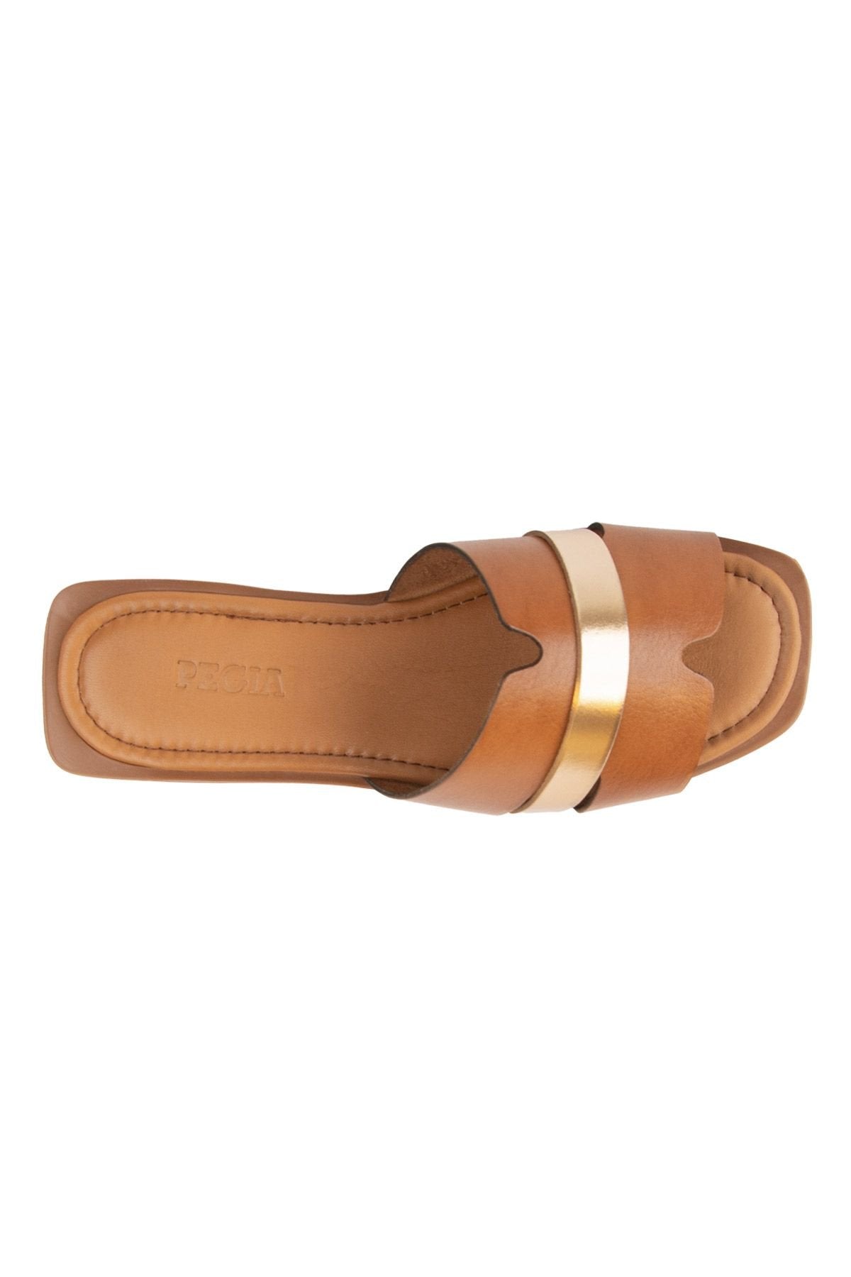 Pegia Genuine Leather Women's Slippers DG6059  - Chestnut