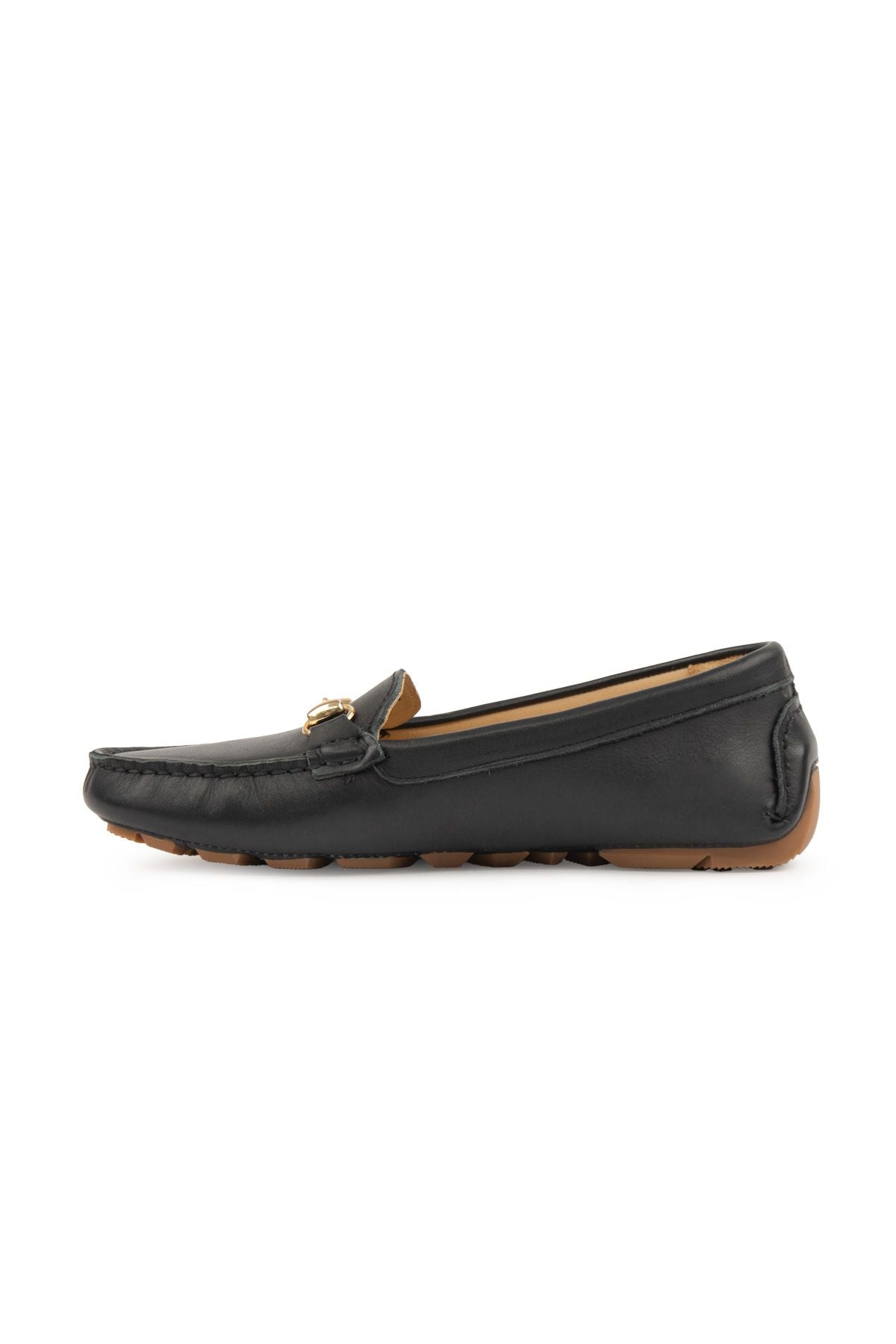 Pegia Leather Women's Buckled Loafers 700913  - Black